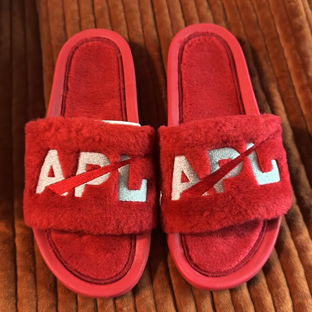 APL Red Furry Slide Sandals